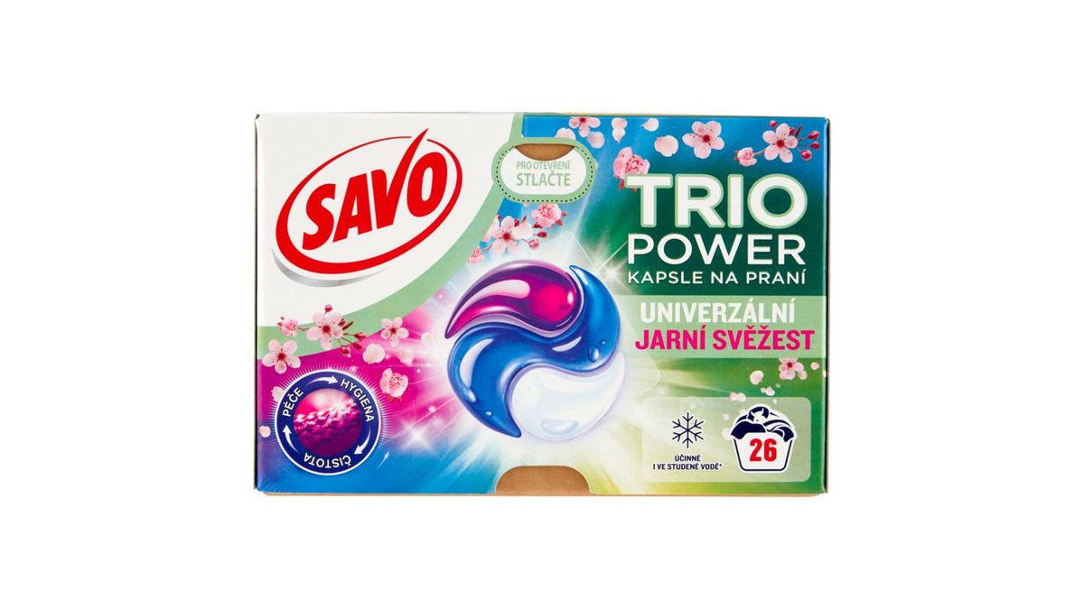 Savo Trio Power kapsle na praní univerzální jarní svěžest 26 praní 548,6g