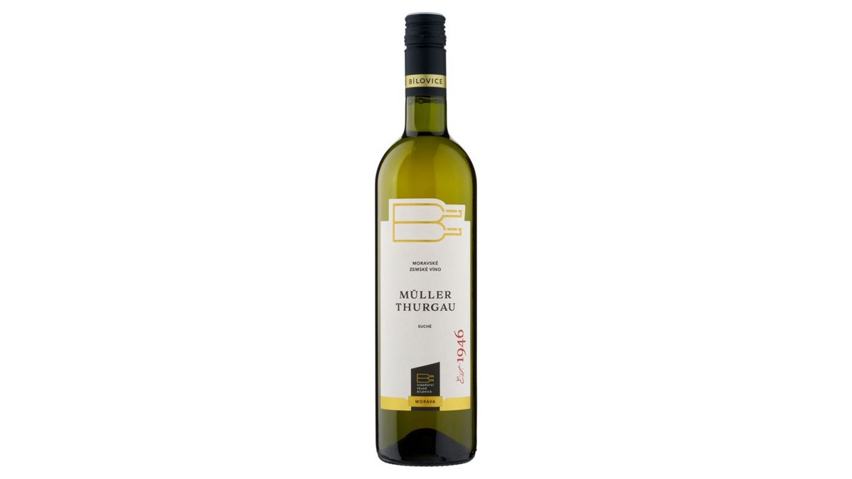 Vinařství Velké Bílovice Müller Thurgau moravské zemské víno bílé suché 0,75l