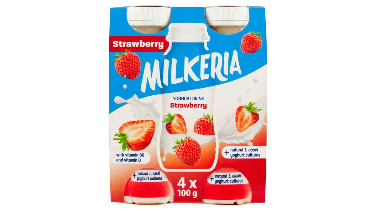 Milkeria Jogurtový nápoj s jahodovým pyré 4 x 100g (400g)