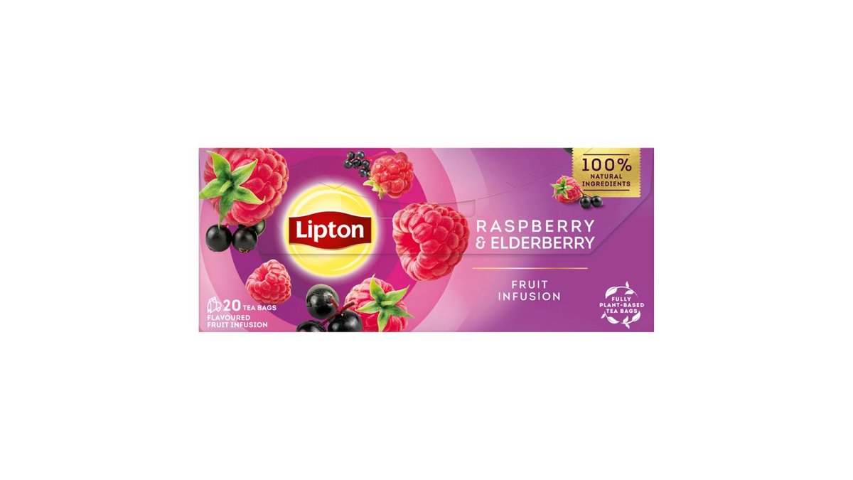 Lipton Raspberry & Elderberry aromatizovaný ovocný nálev 20 sáčků 32g