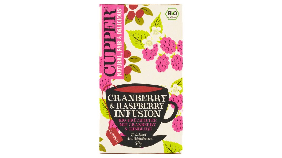 Cupper Bio bylinný čaj s klikvou a malinami aromatizovaný 20 ks 50g