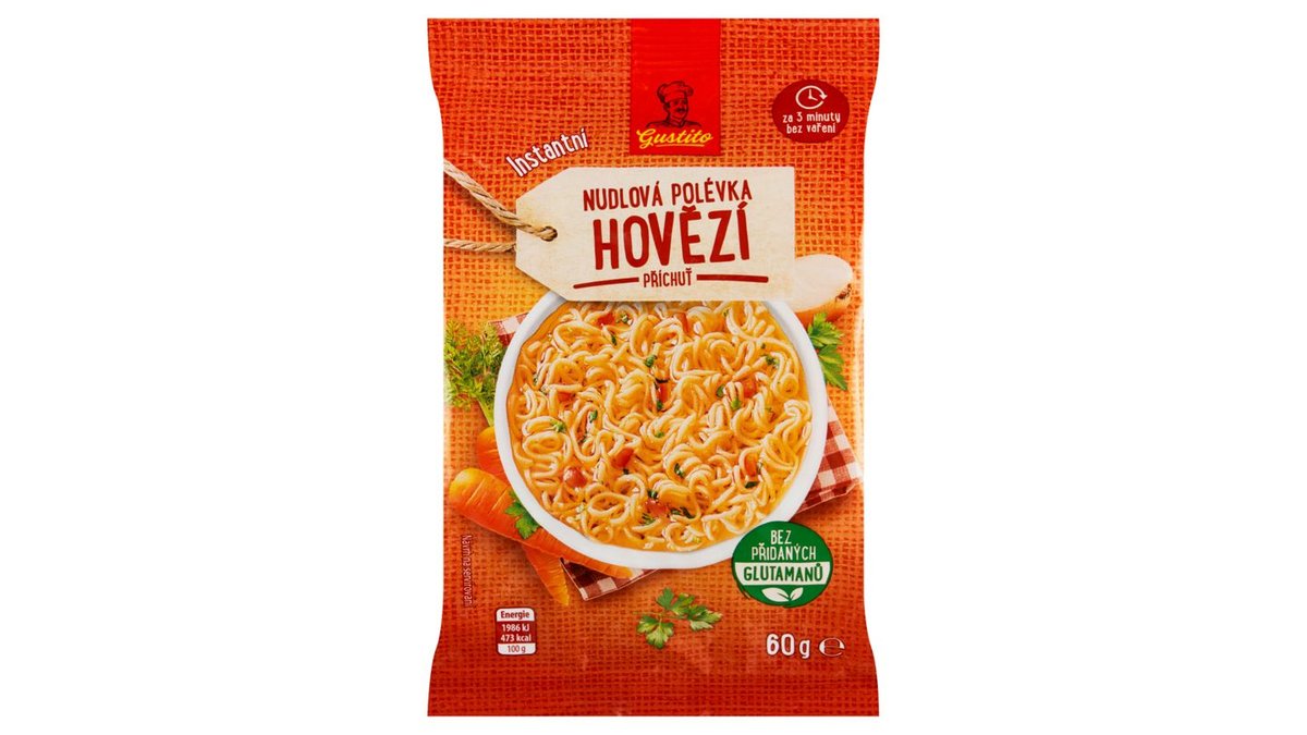 Gustito Instantní nudlová polévka hovězí příchuť 60g