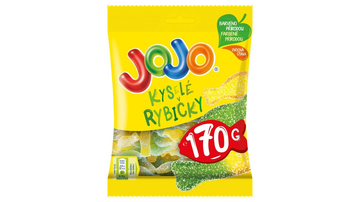 JOJO Kyselé rybičky želé bonbóny s ovocnými příchutěmi 170g