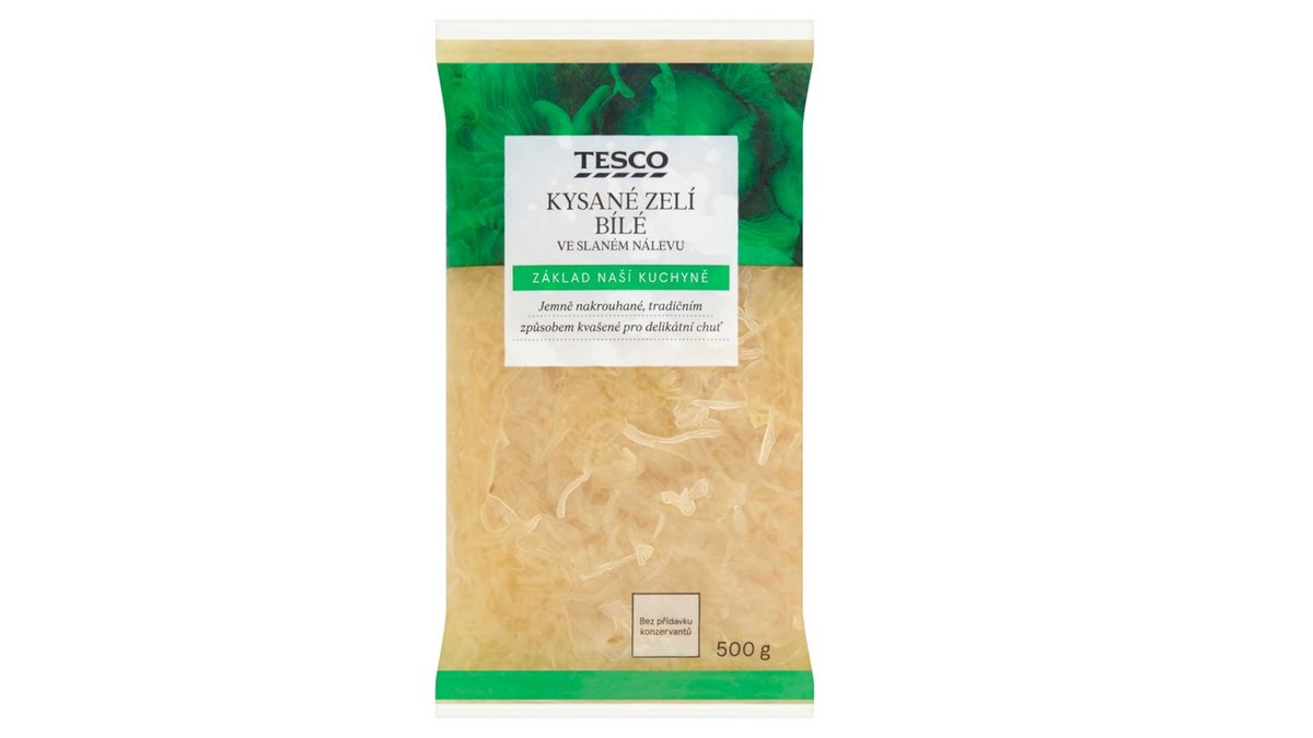 Tesco Kysané zelí bílé ve slaném nálevu 500g