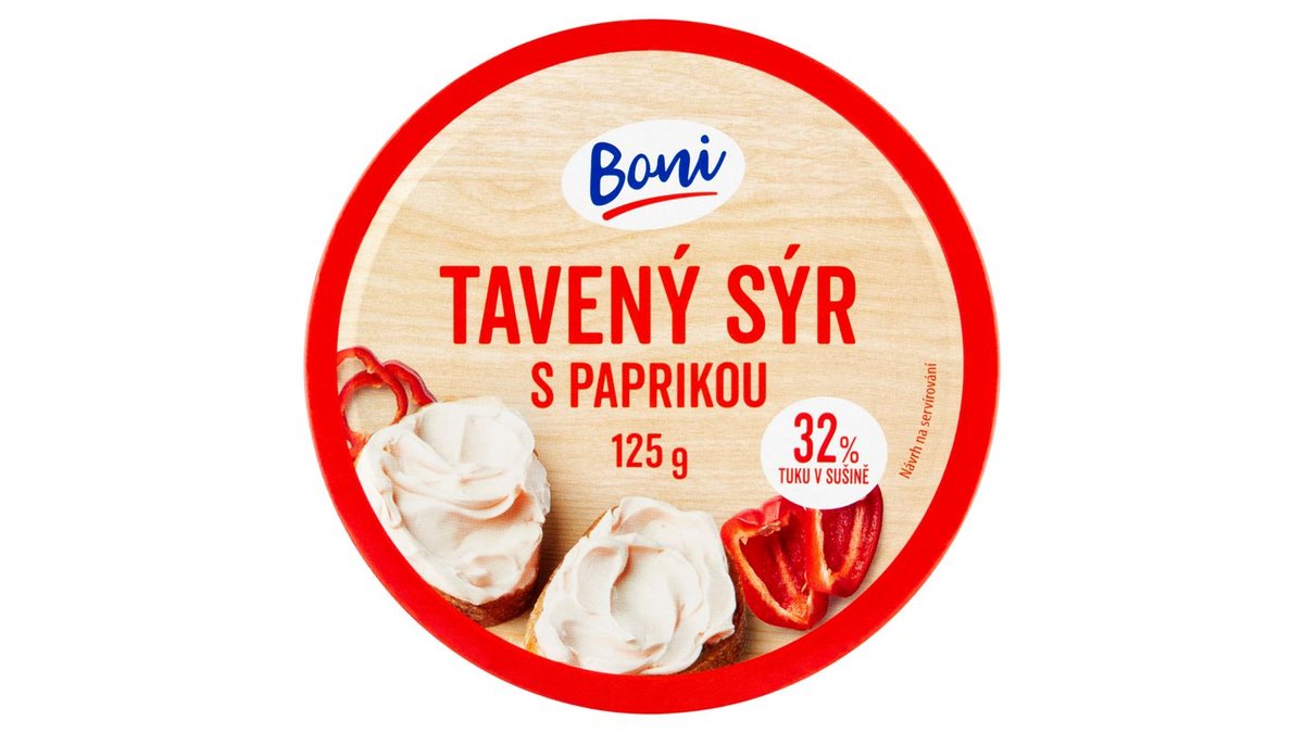 Boni Tavený sýr s paprikou 8 x 15,6g (125g)