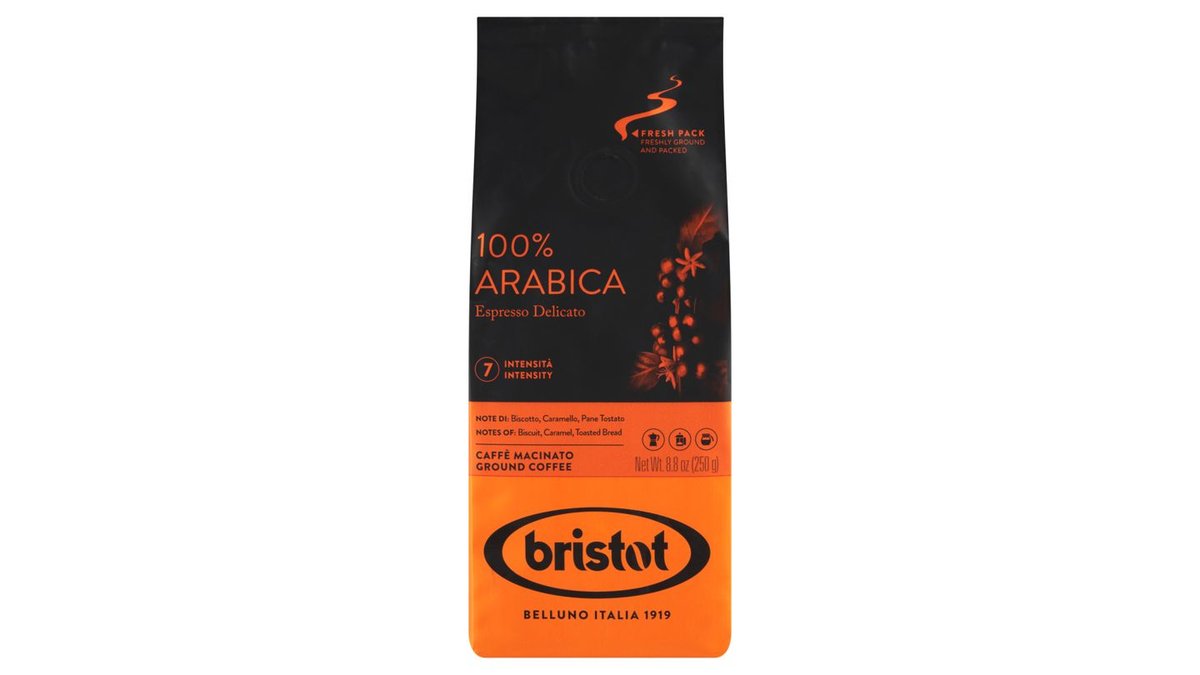 Bristot 100% Arabica směs pražené mleté kávy 250g