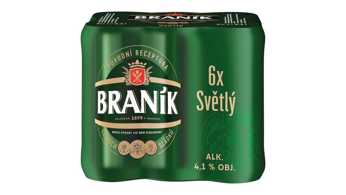 Braník Pivo výčepní světlé 6 x 0,5l