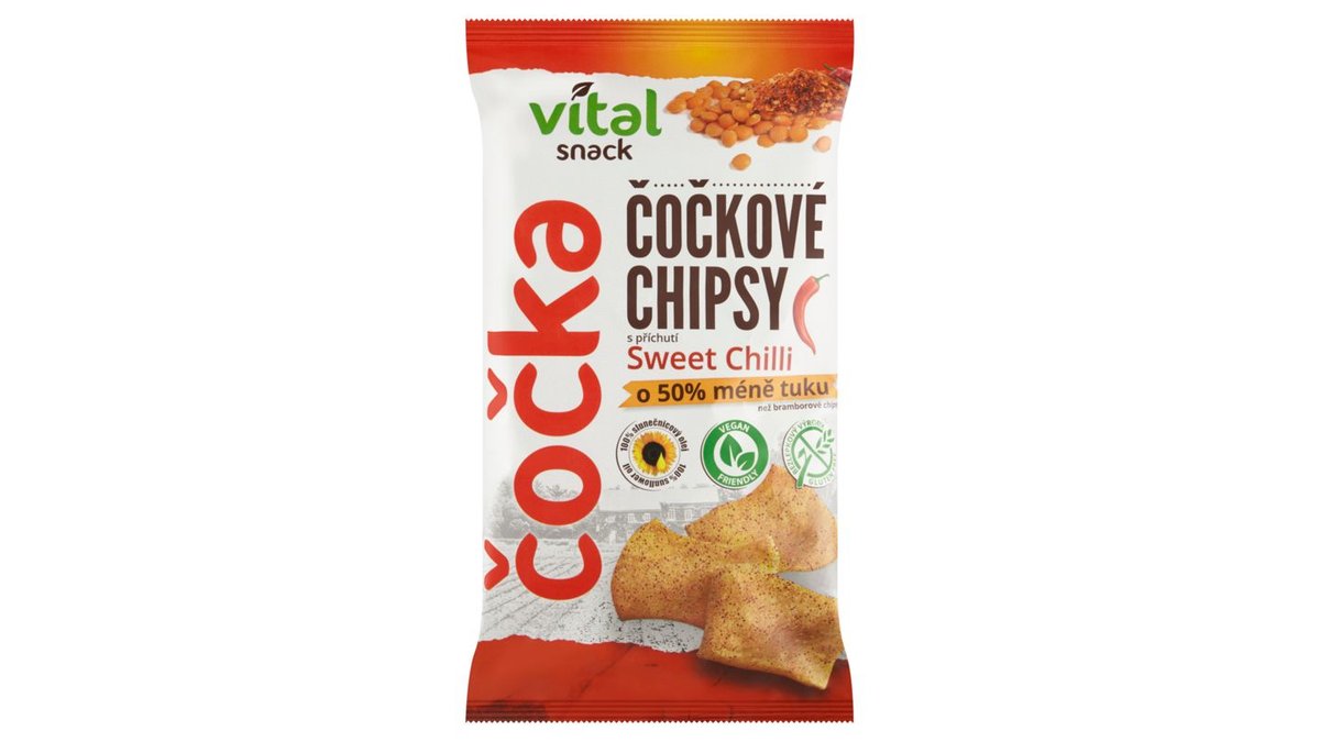 Vital Snack Čočkové chipsy s příchutí sweet chilli 65g