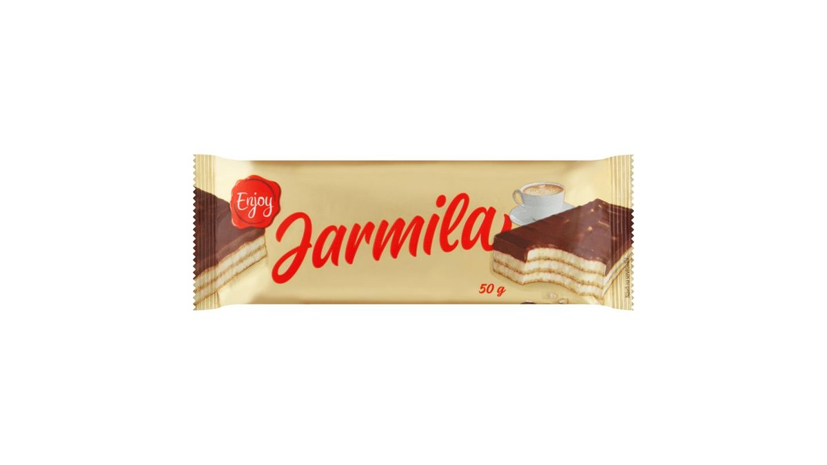 Enjoy Jarmila oplatka polomáčená kakaovou polevou s mléčnou krémovou náplní 50g