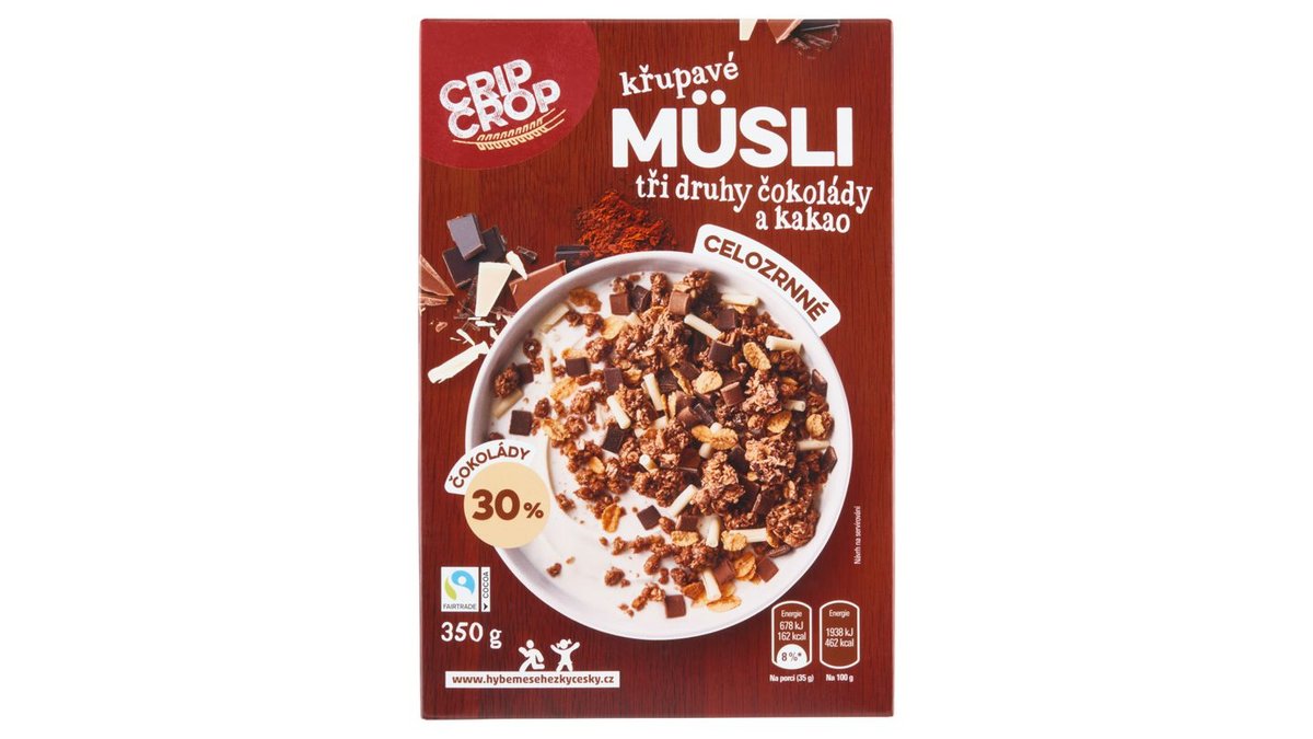Crip Crop Křupavé müsli tři druhy čokolády a kakao 350g