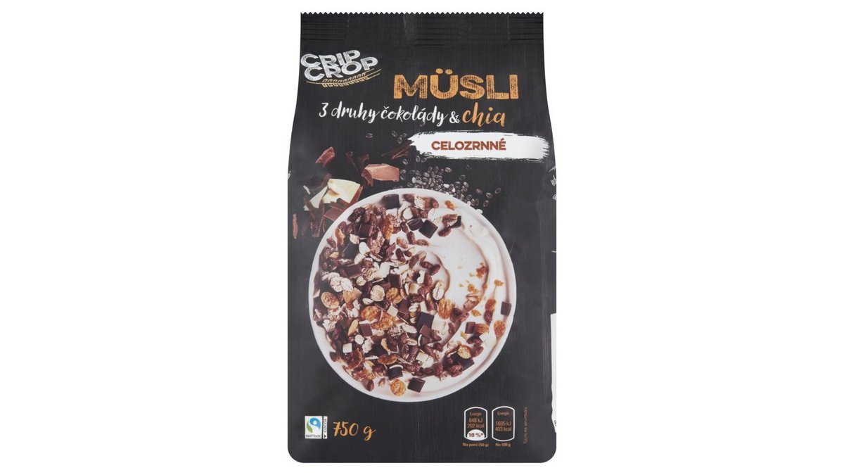 Crip Crop Müsli 3 druhy čokolády & chia 750g