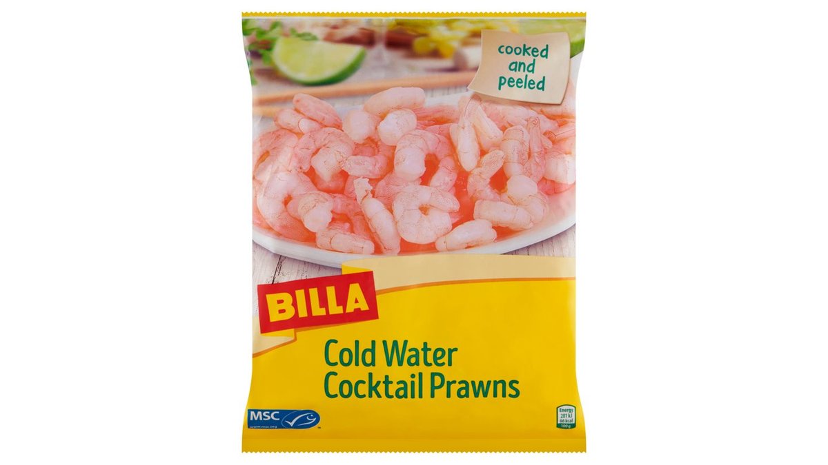 BILLA Krevety vařené, loupané, glazované 270g