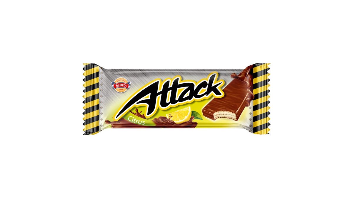 Sedita Attack Oplatky s citronovou krémovou náplní v mléčno-kakaové polevě 30g