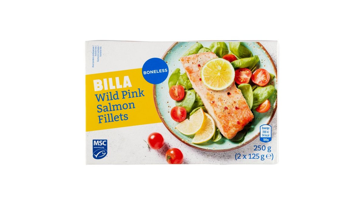 BILLA Filety z lososa bez kůže, bez kostí 2 x 125g (250g)