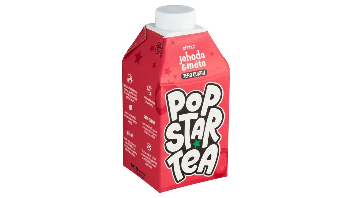 POPSTAR Tea Zero příchuť jahoda & máta 0,5l | BILLA Plumlovská (617) | Wolt
