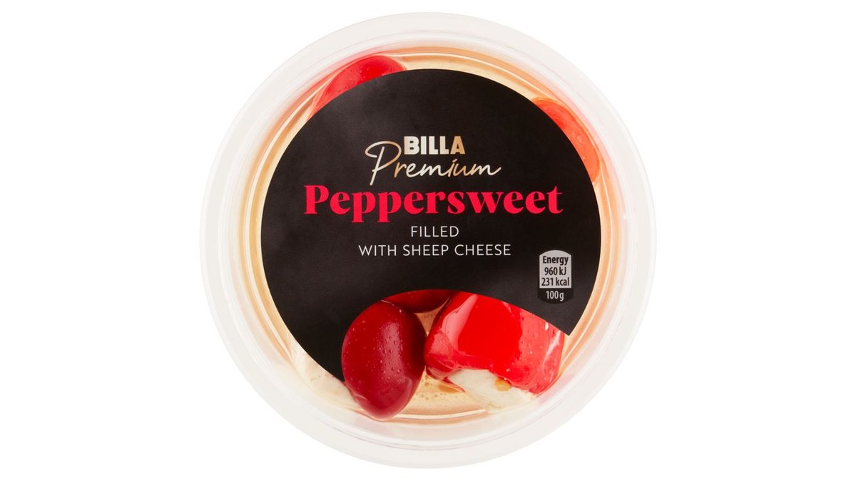 BILLA Premium Papriky s náplní z ovčího sýru v řepkovém oleji 140g