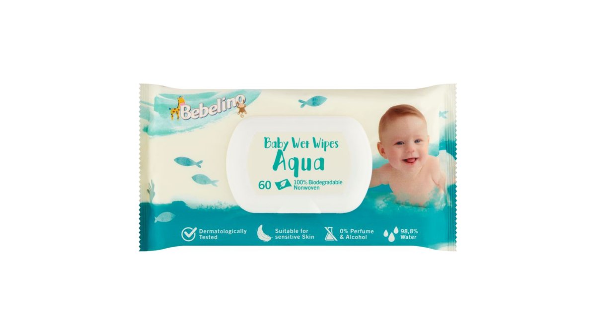 Bebelino Aqua dětské vlhčené ubrousky 60 ks