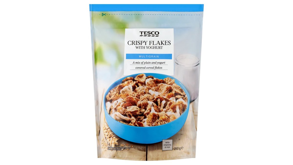 Tesco Zapekané lupienky v cukrovej poleve s obilninovými lupienkami v jogurtovej poleve 250 g