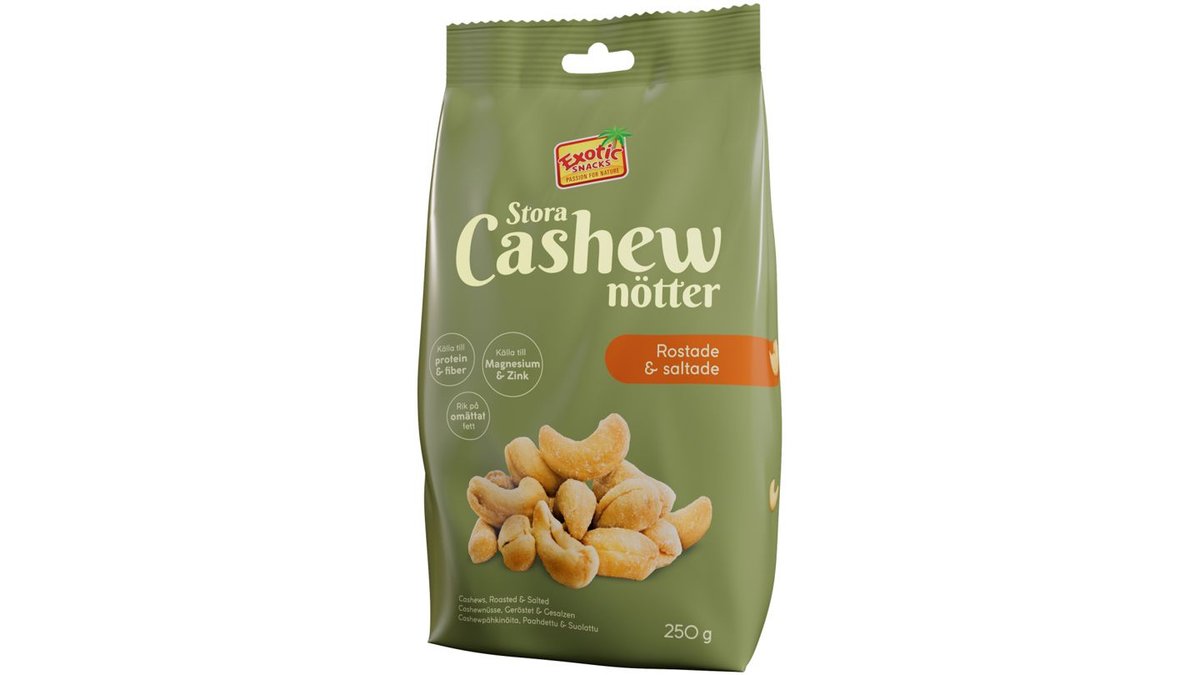 Exotic Snacks Cashewnötter Rostade Saltade, 250 g