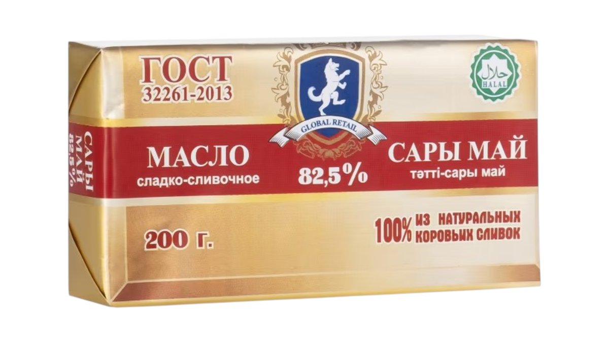 Масло сладкосливочное Global retail 82,5% 200г