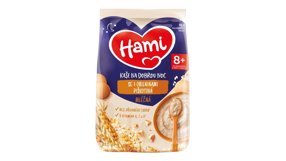 Náhled kategorie HAMI Mléčná kaše se 7 obilninami piškotová na dobrou noc 210g