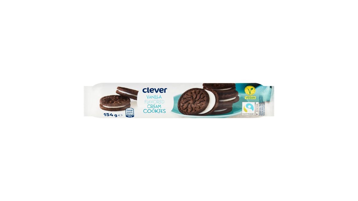 clever Kakaové sušenky s krémovou náplní s vanilkovou příchutí 154g