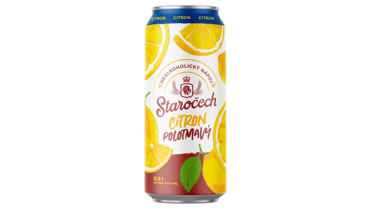 Staročech Citron polotmavý nealkoholický nápoj 0,5l