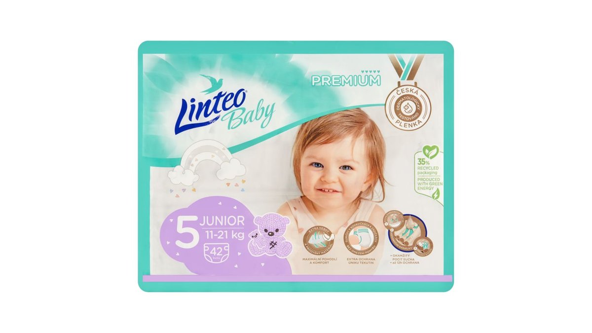 Linteo Baby Premium plenky 5 junior 11-21kg 42 ks