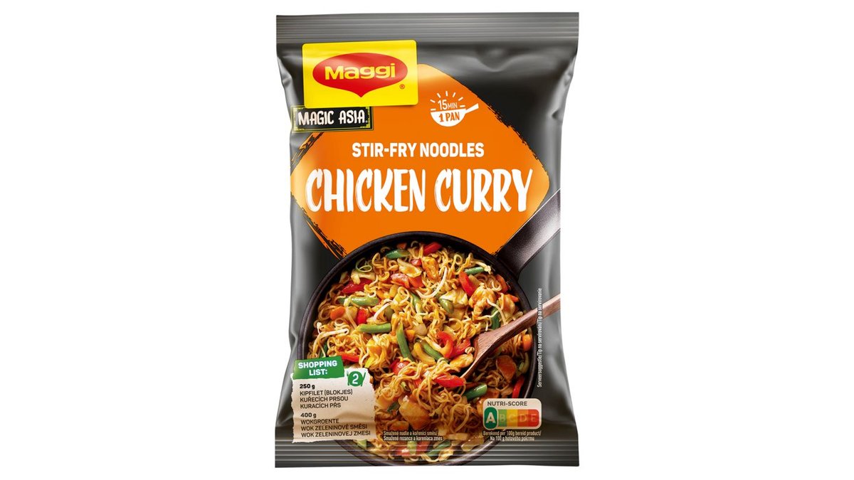 MAGGI Nudle z pánve Kuře na karí, sáček 185g
