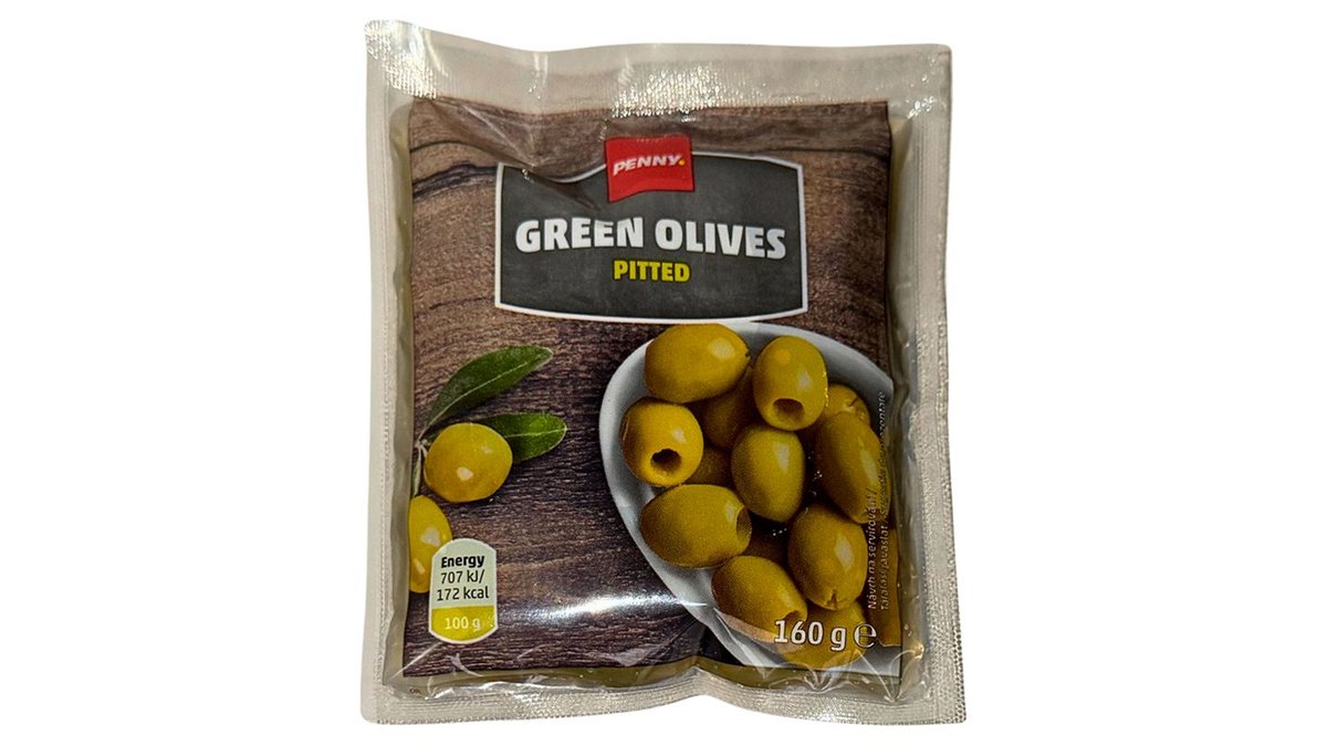 Penny Zelené olivy bez pecky ve slaném nálevu 160g