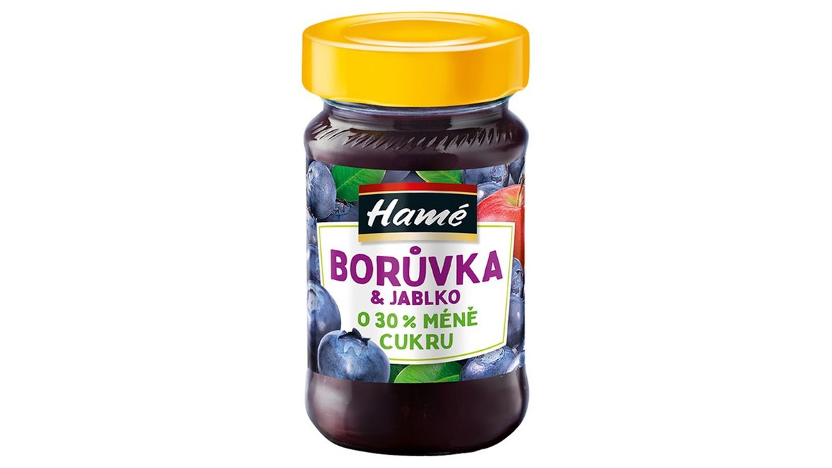 Hamé Džem borůvka a jablko s nižším obsahem cukru, 230 g