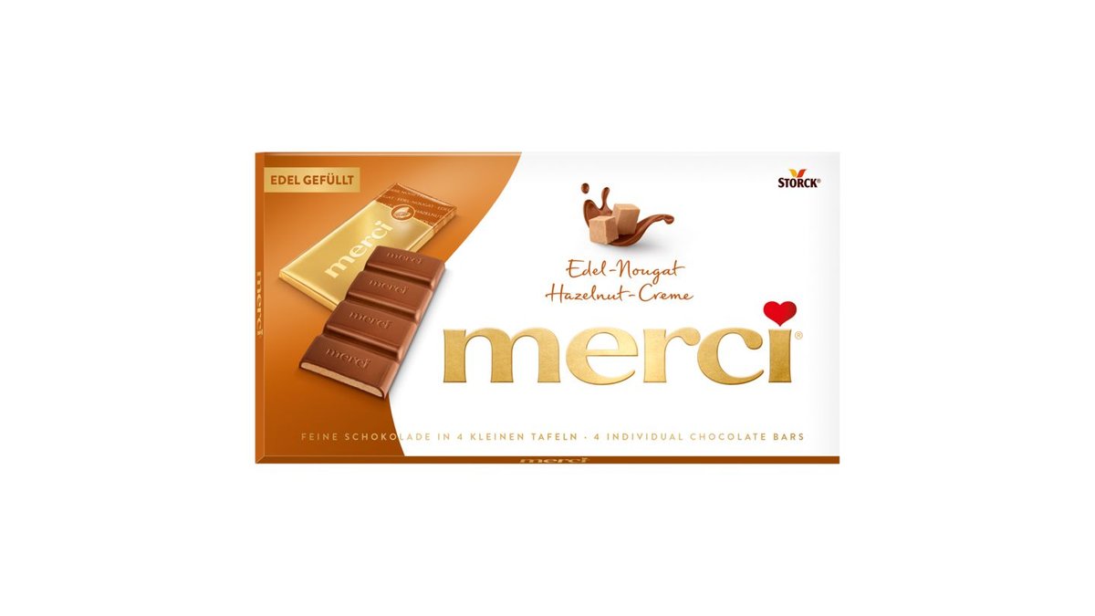 merci Mléčná čokoláda plněná lískooříškovým krémem 4 ks 112g