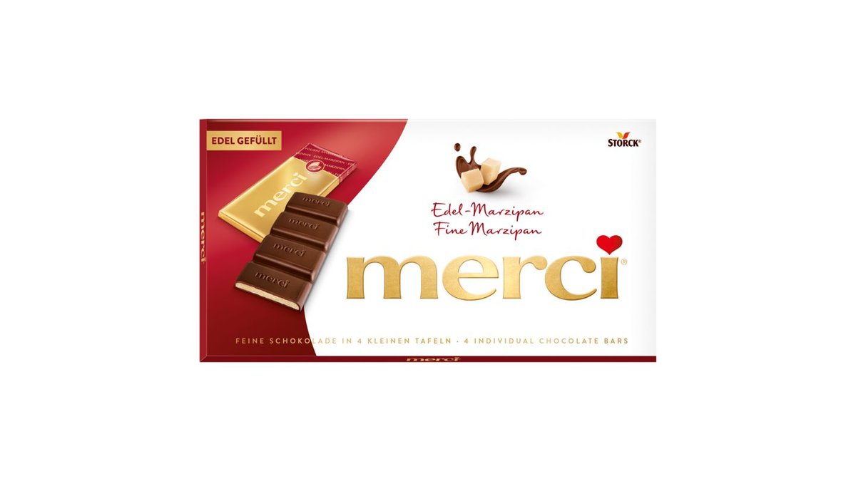merci Hořká čokoláda plněná marcipánovou náplní 4 ks 112g