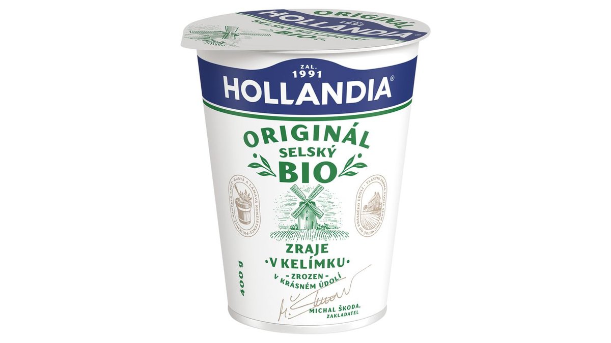 Hollandia Bio selský jogurt bílý s kulturou BiFi, 400 g