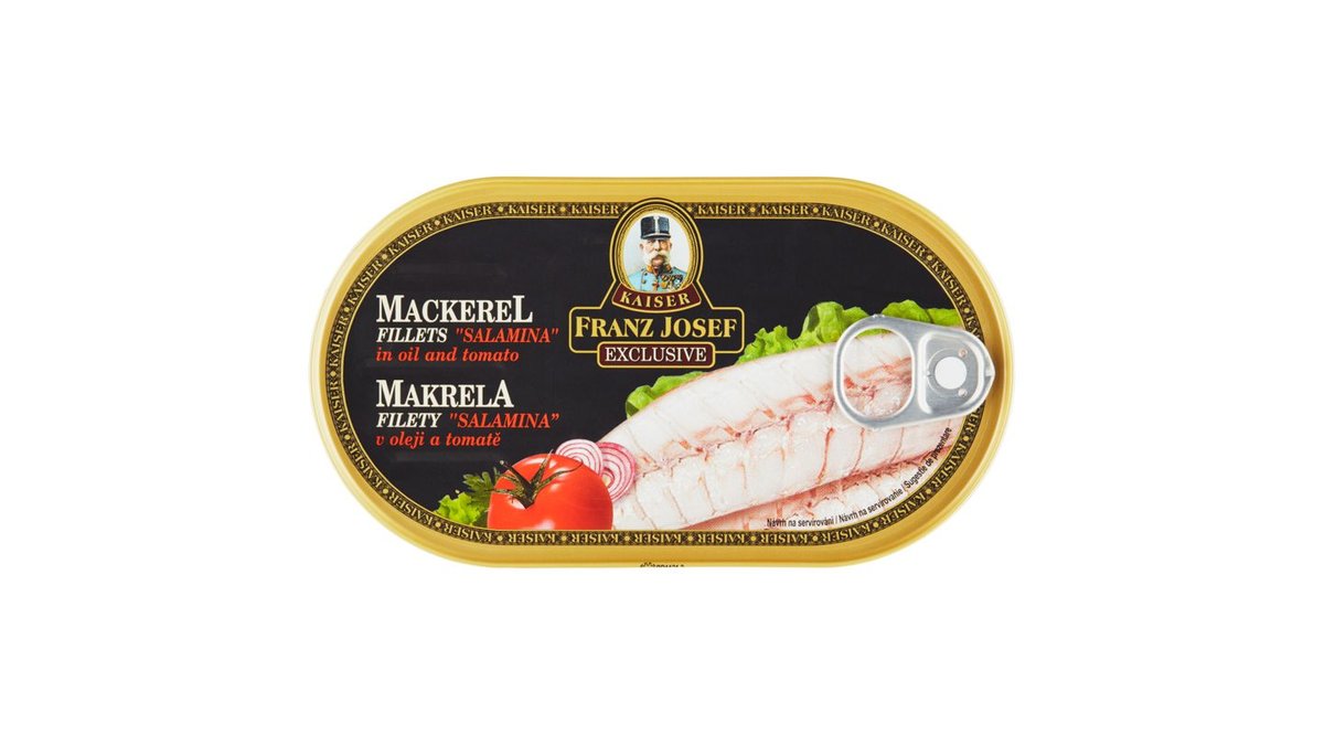 Franz Josef Kaiser Exclusive Makrela filety "salamina” v oleji a tomatě 170g