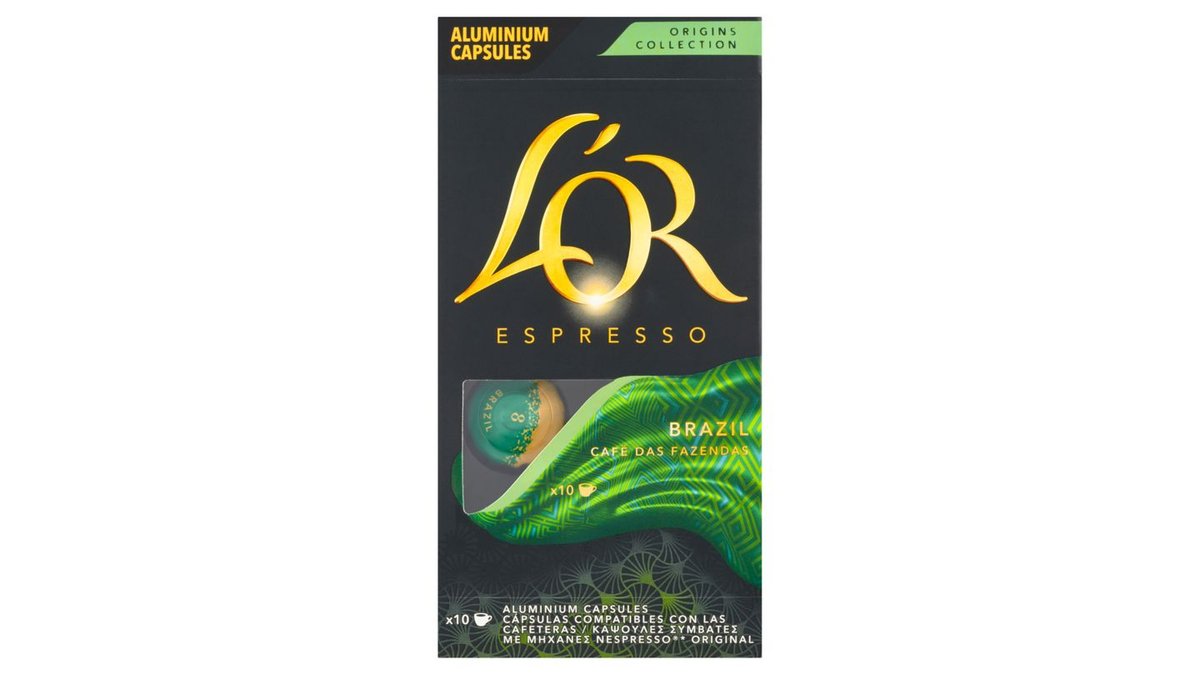 L'OR Espresso Brazil pražená mletá káva 10 kapsúl 52 g