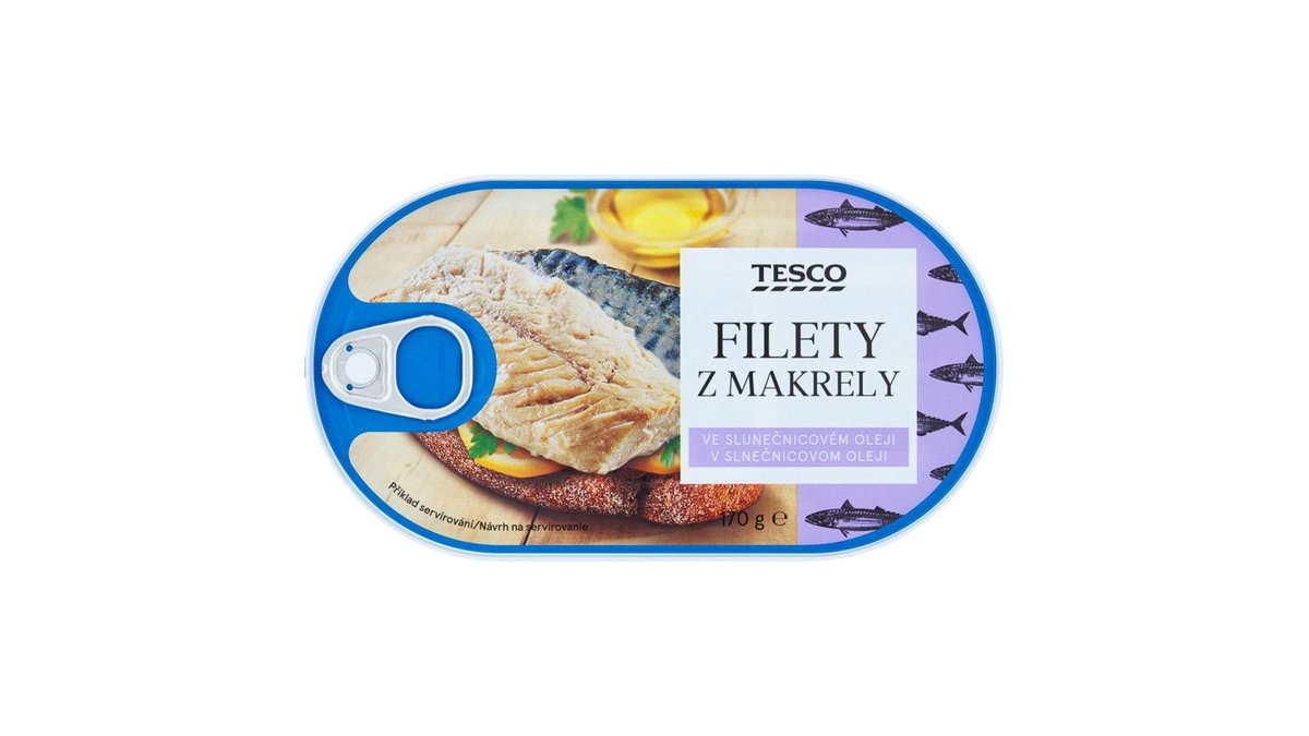 Tesco Filety z makrely ve slunečnicovém oleji 170g
