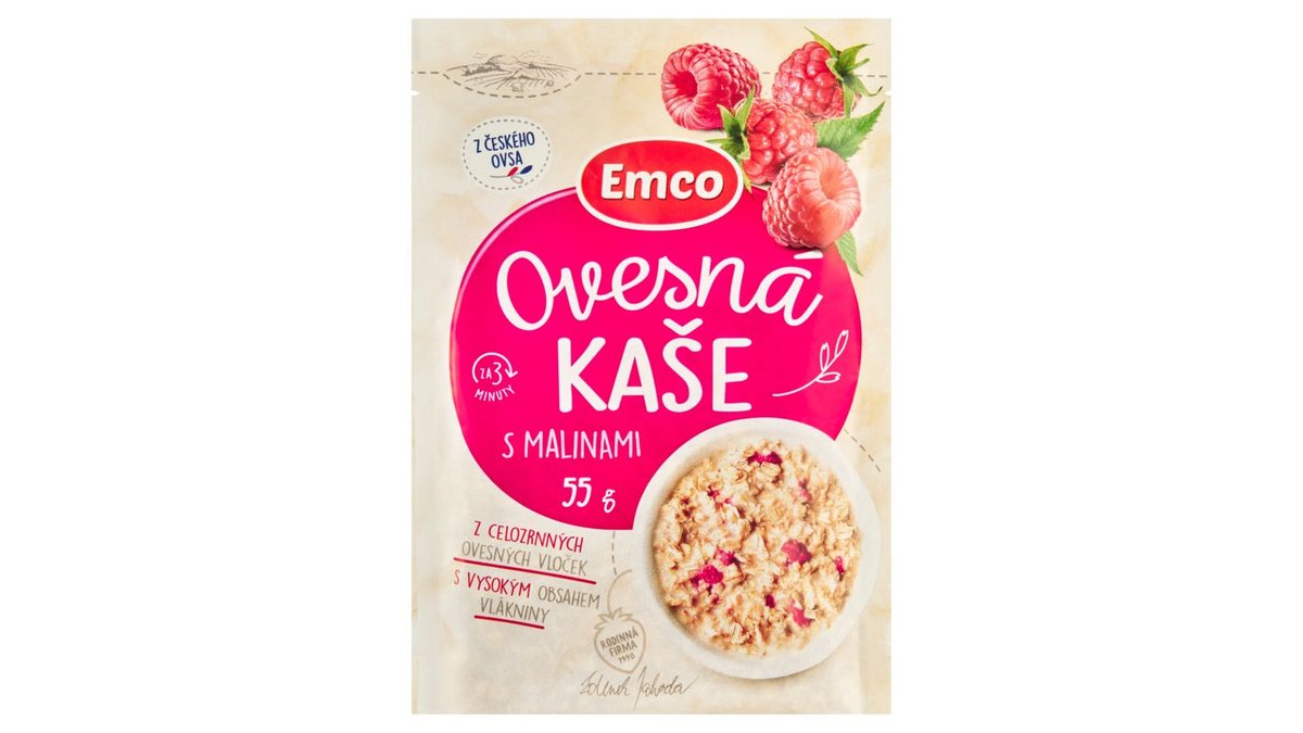 Emco Ovesná kaše s malinami 55g