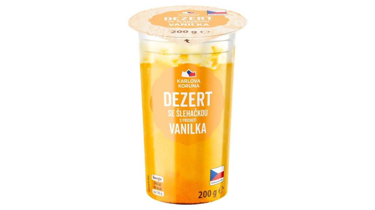 Karlova Koruna Dezert se šlehačkou s příchutí vanilka 200g