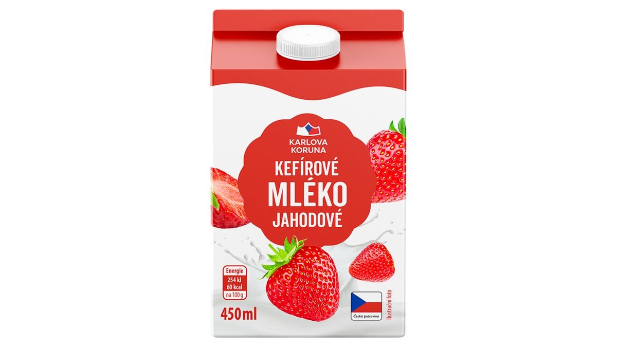 Karlova Koruna Kefírové mléko jahodové 450g