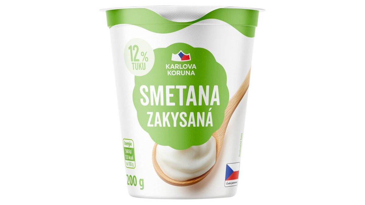 Karlova Koruna Smetana zakysaná 12 % tuku 200g