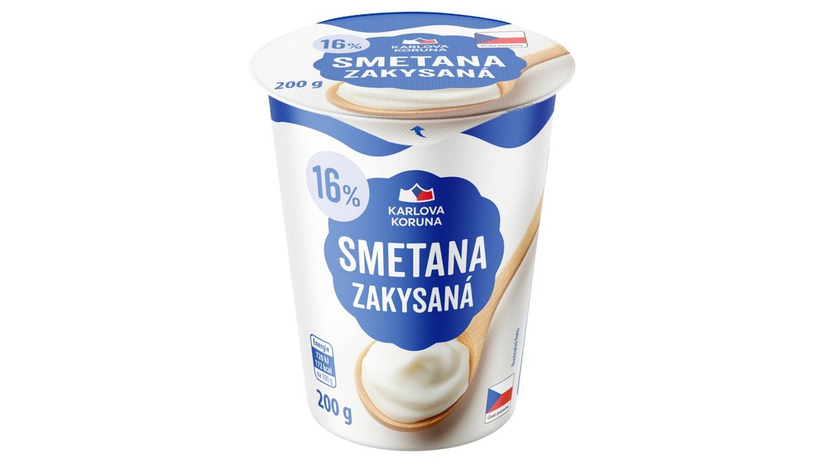 Karlova Koruna Smetana zakysaná 16 % tuku 200g