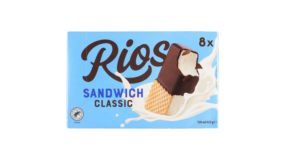 Rios Zmrzlina s příchutí bourbon vanilky polomáčená v kakaové polevě 8 x 90ml (720ml)