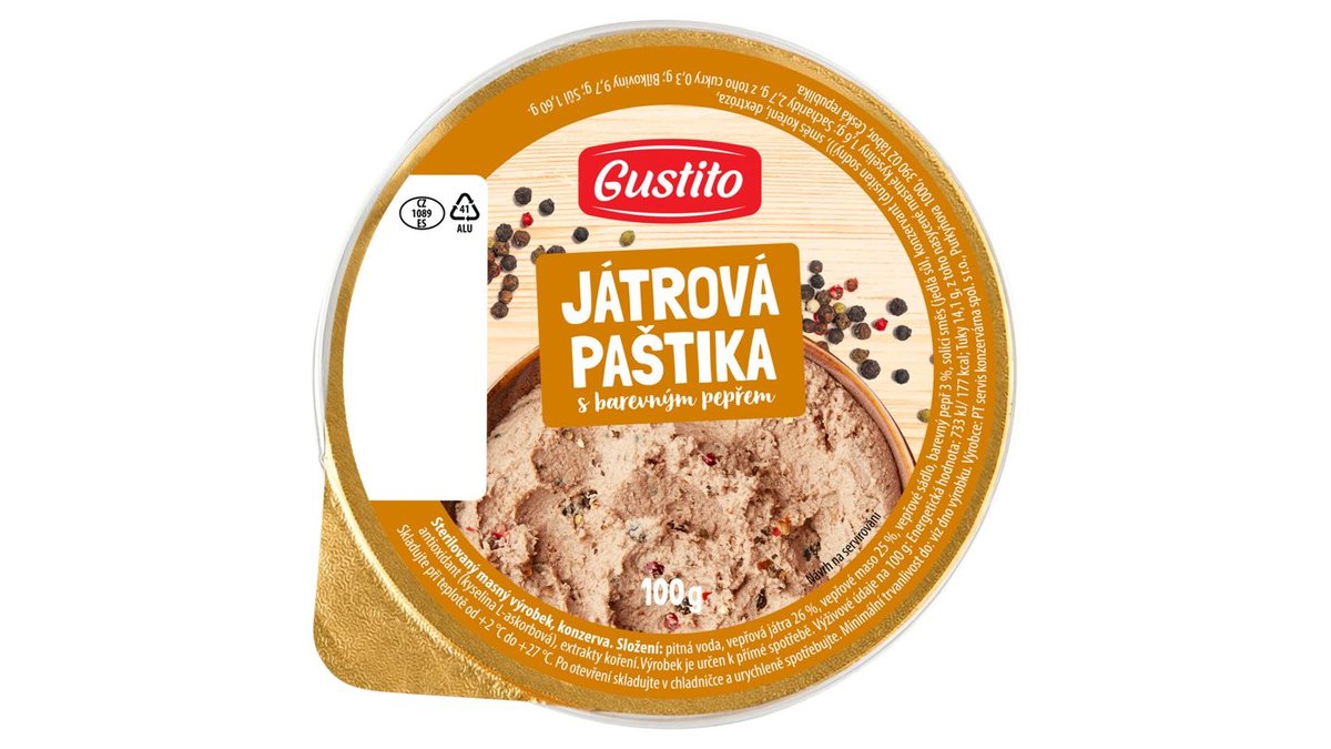Gustito Játrová paštika s barevným pepřem 100g