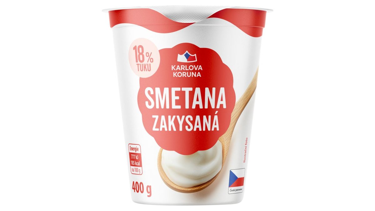 Karlova Koruna Smetana zakysaná 18 % tuku 400g