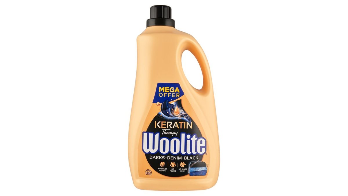 Woolite Keratin Therapy Darks Denim Black tekutý prací přípravek s keratinem 60 praní, 3,6 l