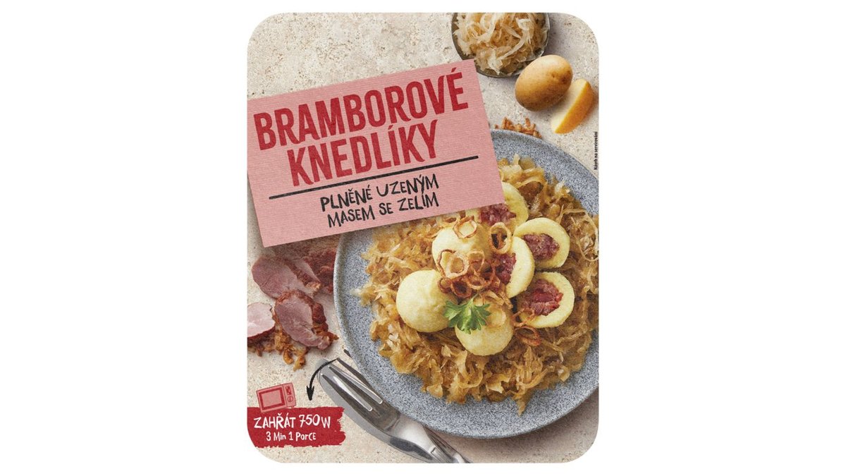 Bramborové knedlíky plněné uzeným masem a zelím 520g