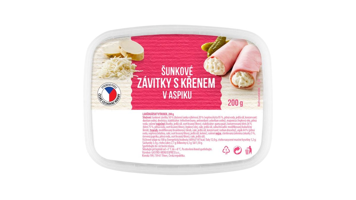 Šunkové závitky s křenem v aspiku 200g