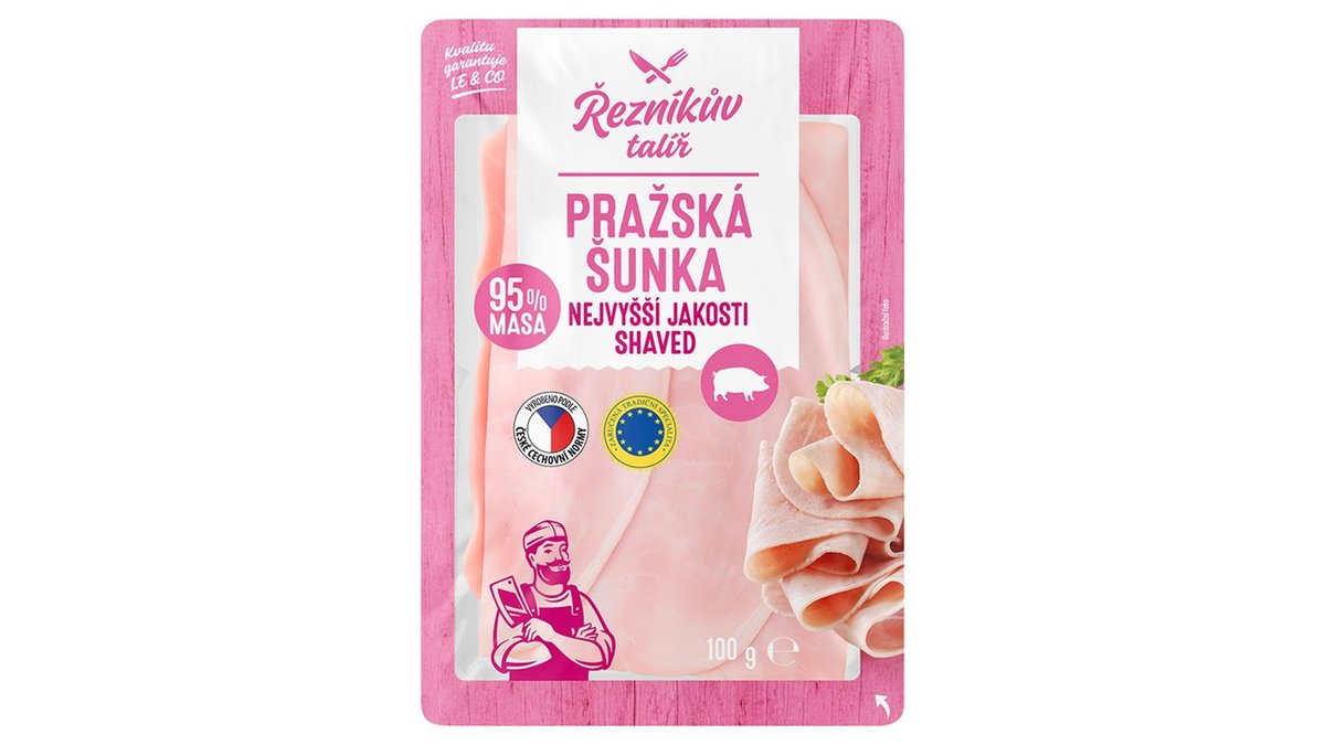 Řezníkův Talíř Pražská šunka nejvyšší jakosti shaved 100g