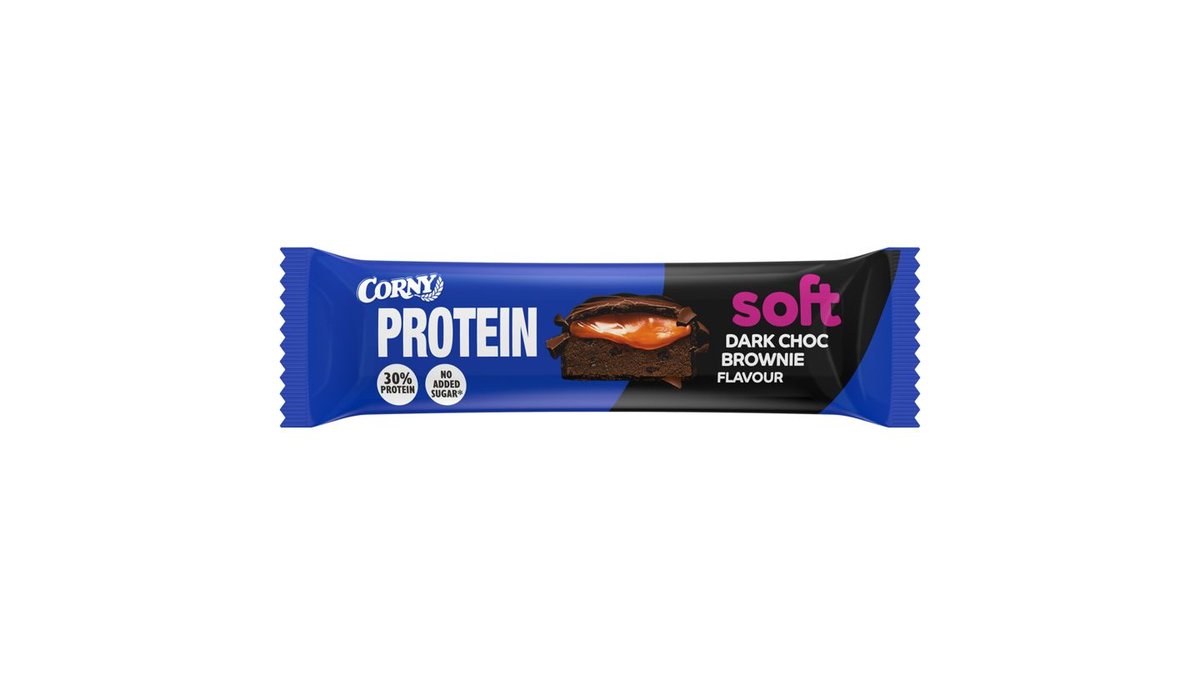 Corny Protein Soft proteínová tyčinka s náplňou s príchuťou brownie, v horkej čokoláde 45 g